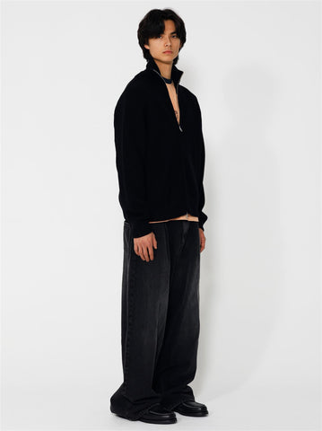 Lian Merino Full Zip Sweater - Black