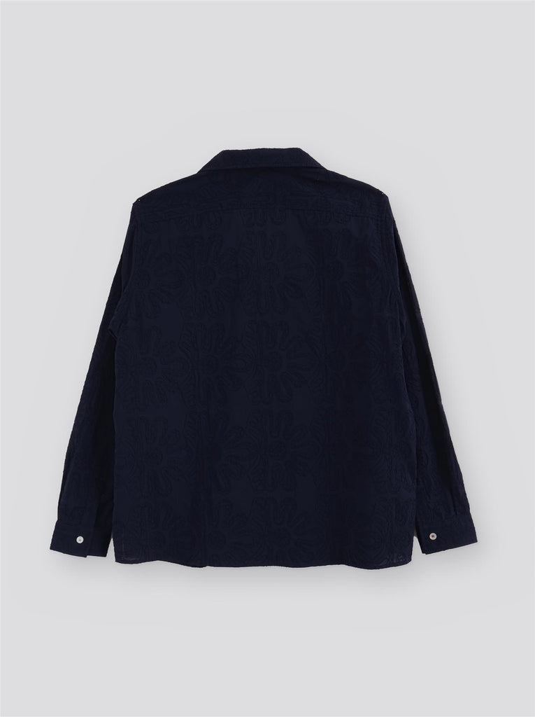 Lew Longsleeve Shirt - Navy Blue Embroidery
