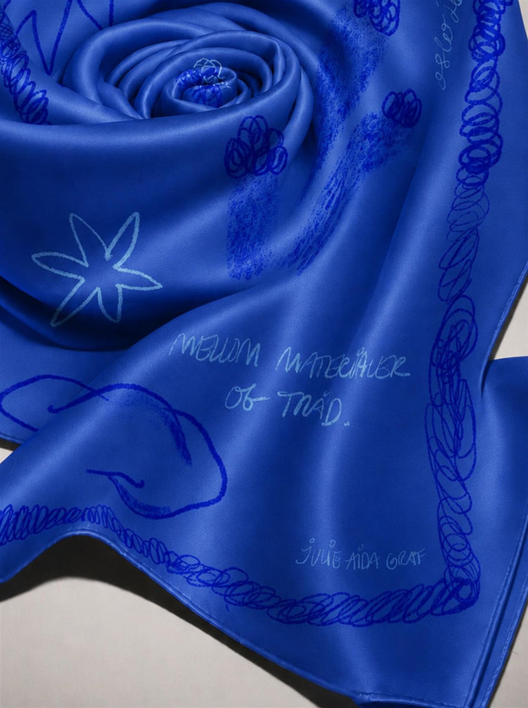 Julie Aida Art Silk Scarf - Blue