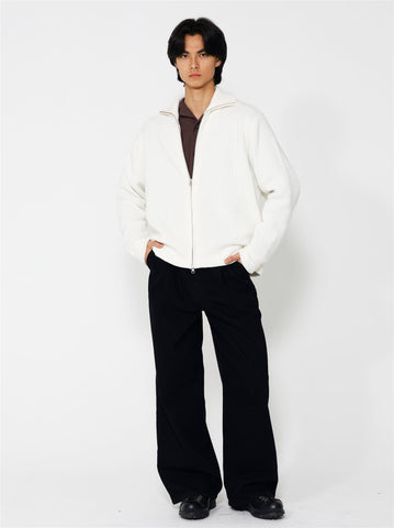 Lian Merino Full Zip Sweater - Cream