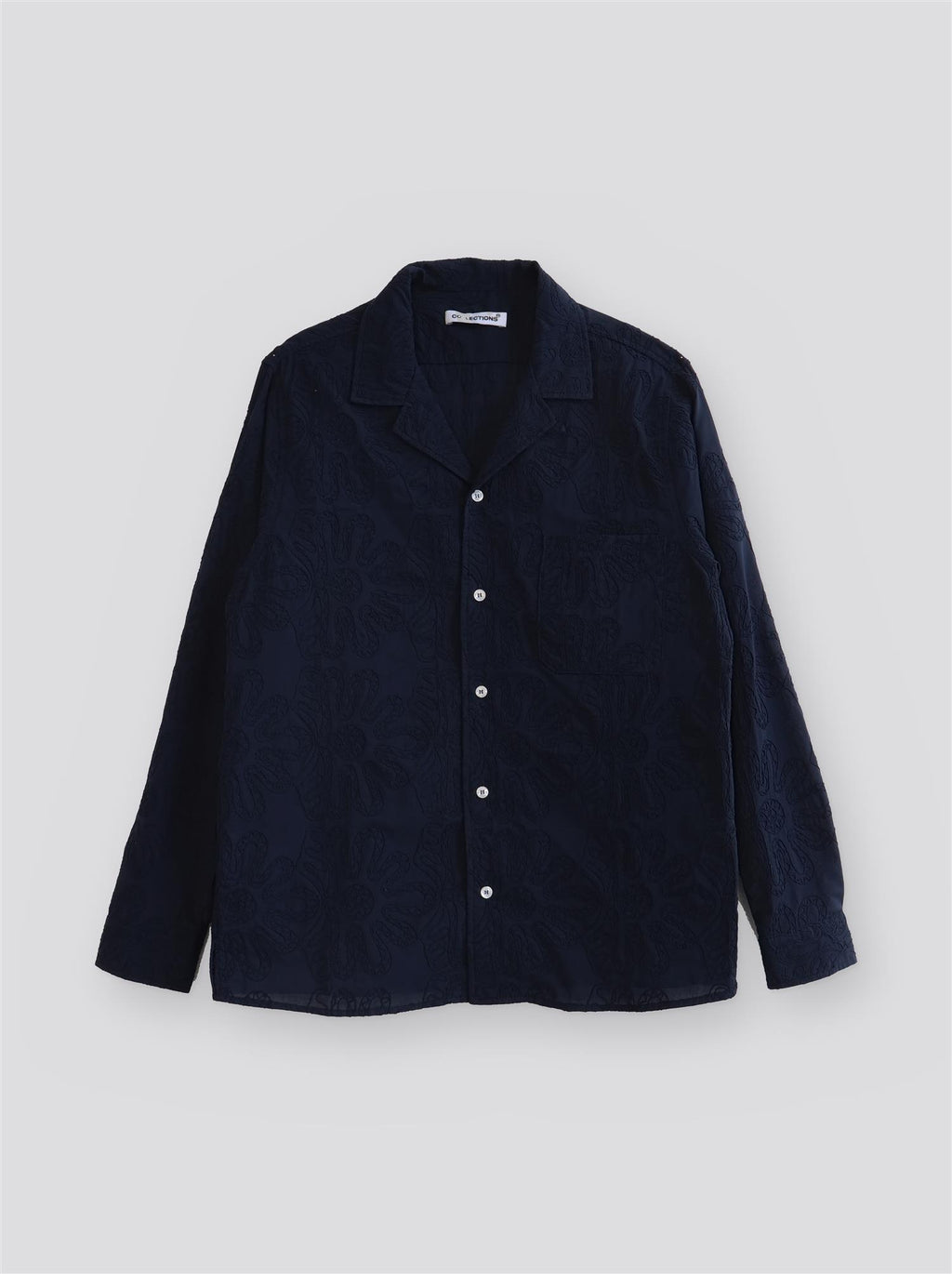 Lew Longsleeve Shirt - Navy Blue Embroidery - F5 Concept Store