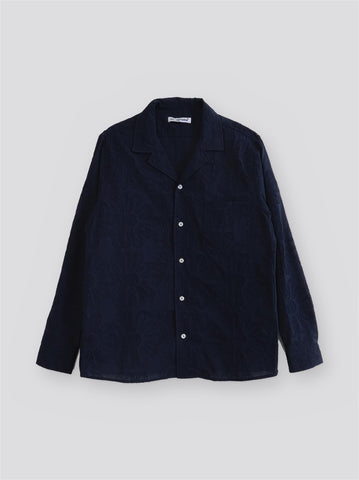 Lew Longsleeve Shirt - Navy Blue Embroidery